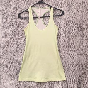 Lululemon Lime Green and White Polka Dot Tank